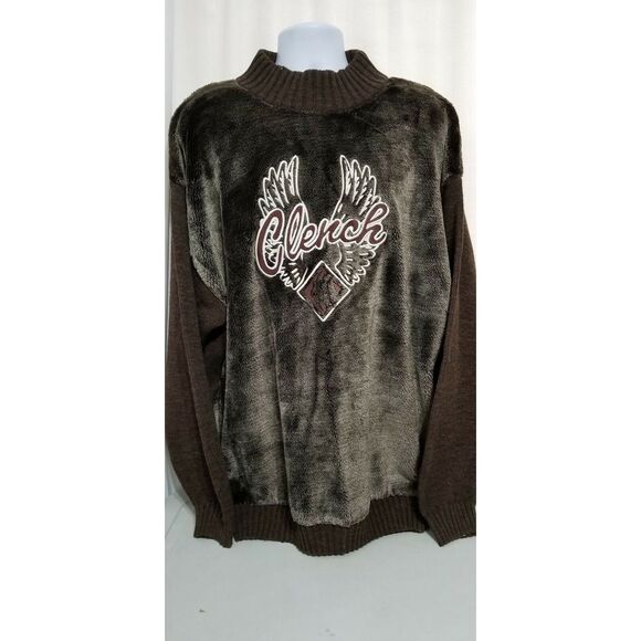Vintage Men's Clench The Pride Series XXL Brown Sweater Wings Plush Pile Front - Picture 1 of 6